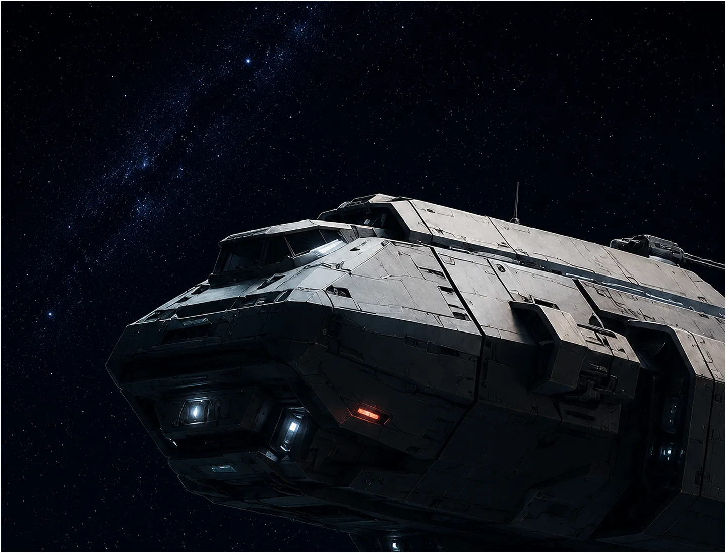 Vaisseau spatial sur fond d'étoiles